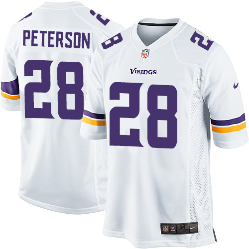 Youth Game Adrian Peterson Nike Jersey White Road - #28 NFL Minnesota Vikings